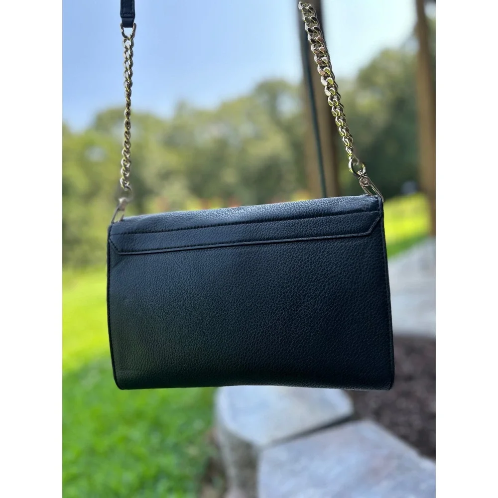 Kate Spade Flynn Street Valencia Leather Crossbody Clutch Black White